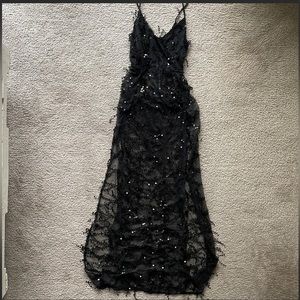 Yoins tassel sequins slit hem maxi dress